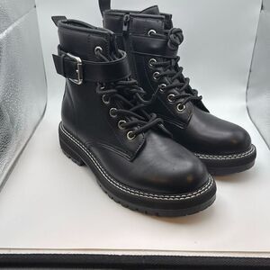 DUNES Women's Combat Lace Up Boot SIZE 8.5 BLACK